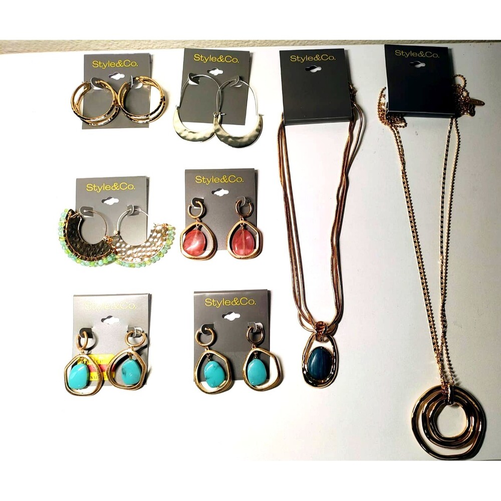 Style & Co. Jewelry Lot–Earrings & Necklaces–Gold Tone & Turquoise